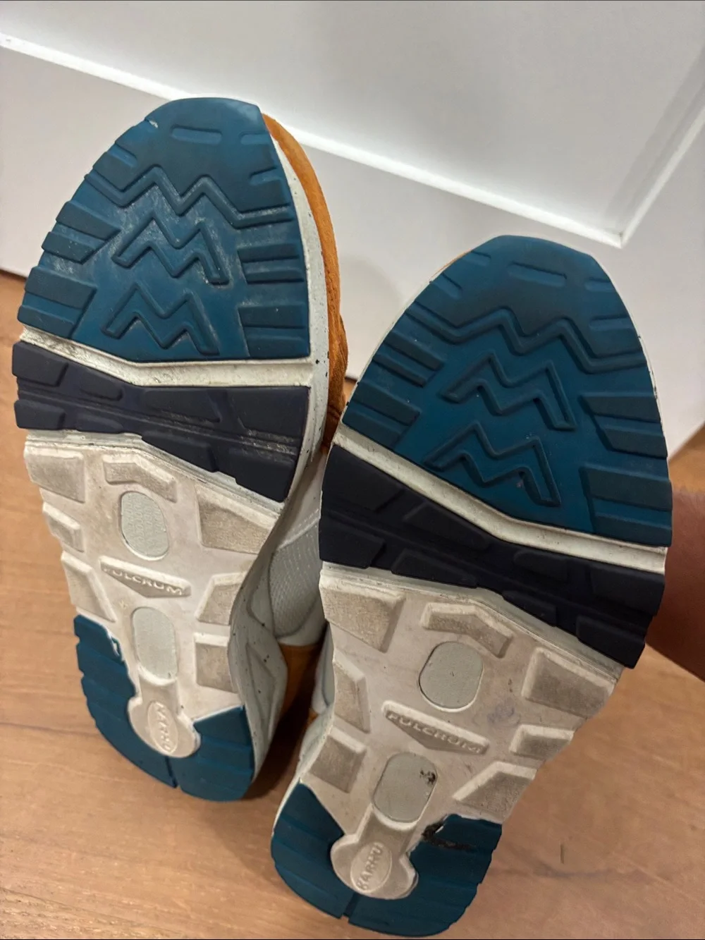 Men's White Sneakers with Tan and Teal Accents